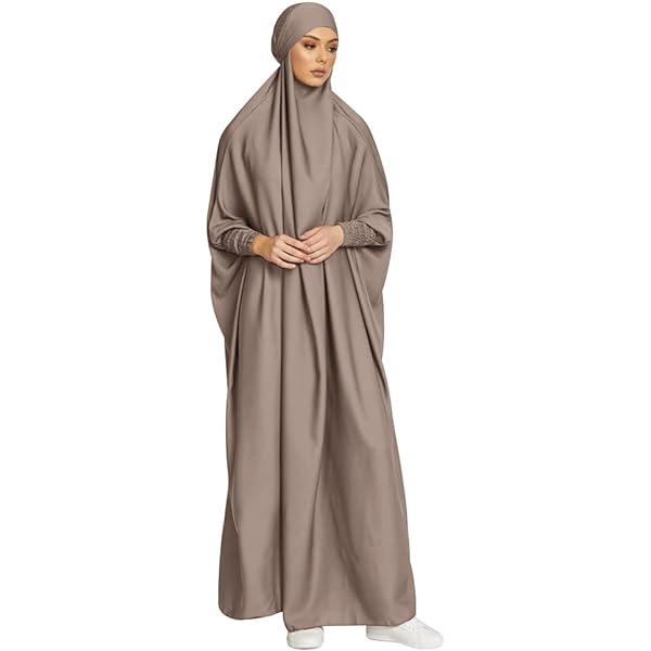 Qianliniuinc Women's Muslim Maxi Dress Abaya - Long Sleeve Loose Fit Dubai Jalabiya Gown (One Size, Yellow)