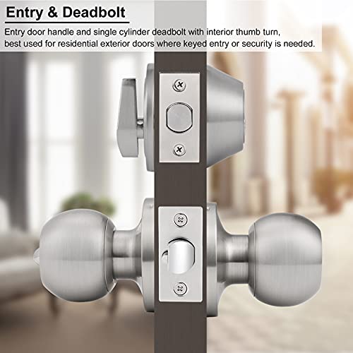 Knobonly All Keyed Same Entry Door Knobs with Single Cylinder Deadbolt