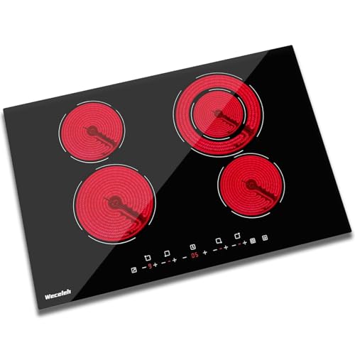 30 Inch Electric Cooktop 4 Burners, Touch Control Built-in 6700W Electric Stove Top with 9 Power Levels, Hot Surface Indicator, Child Safety Lock, 99-Min Timer, 220-240V