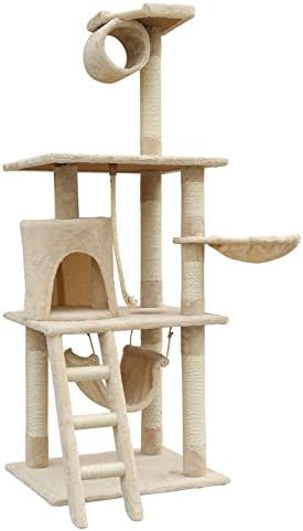 63-Inch Cat Tree Play House with Hammock by Outdoor Sunshine