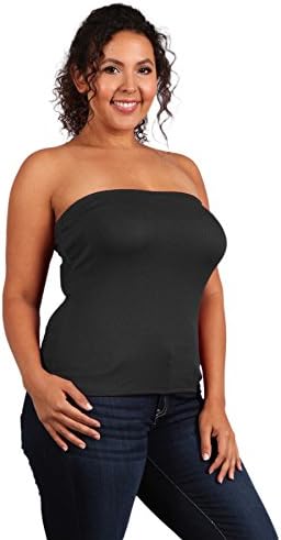 UU Fashion Womens Plus Size Solid Ribbed Strapless Tube Top