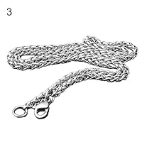 Smallwoodi Exquisite Stylish Pendant,Men Braided Wheat Shape Stainless Steel Chain Necklace DIY Jewelry Accessory - Steel Color 3mm 3