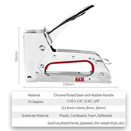 Hand Staple Gun Kit, KeLDE Light Heavy Duty Stapler Tacker fit JT21 Staples, Includes 1500pcs 1/4, 5/16, 3/8 Inch Staples Set