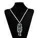 LUREME Native American Dream Catcher Turquoise Pendant Long Chain Necklace (01003467) (Antique Silver)