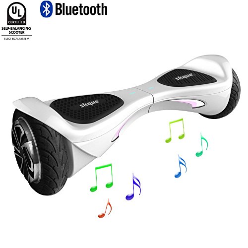 Self Balancing Scooter (MAX 264 lbs), Skque 8" X1L8 UL2272 Smart Two Wheel Self Balancing Electric Scooter with Bluetooth Speaker and LED Lights, White