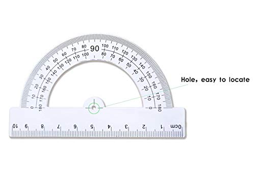 Drawing Compass and Plastic Math Protractors 180 Degree,4 Inch and 6 Inch,3 Piece Student Geometry Math Set (Style 2)