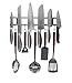 Cook-a-lot Magnetic Knife Holder, Includes Multiple Hooks for Added Storage, Easy to Install Tool Rack for Metal Knives, Utensils and Kitchen Sets