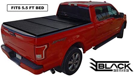 Black Series Hard Trifold Solid Tonneau Pickup Truck Box Cover Top-Mount (Fits 2004-2019 Ford F-150 5.5 Feet (66.0 Inches / 1.7 Metres) Bed Box Size - Non-Flareside Models)