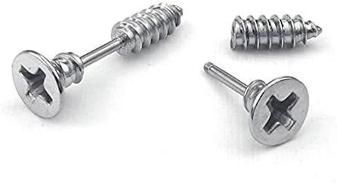 AnnroZ Men Stainless Steel Rock Punk Screws Ear Plugs,Novelty,Silver
