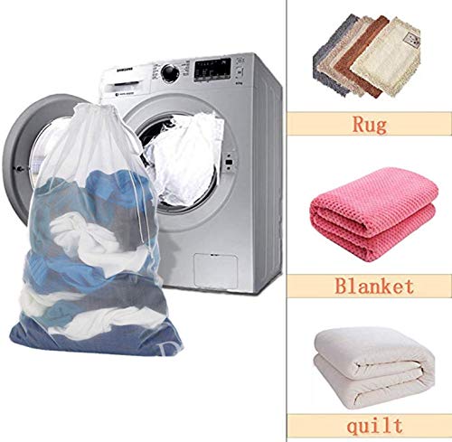 Extra Large Heavy Duty Mesh Laundry Bags Household Storage Bag Commercial Machine Washable Drawstring Netted Wash Laundry Liners for Colleage Dorms,Camp,Factory,Travels,2 Pack - Thumbnail 5