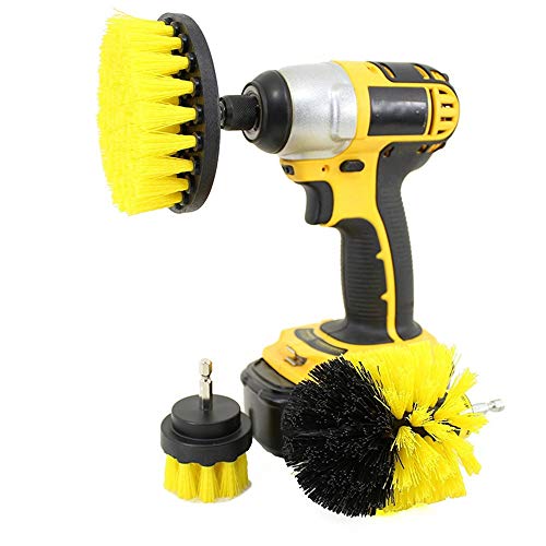 Makeupstore 3 Piece Brush Cleaning Supplies -Bathroom Accessories -Drill Brush - Grout Cleaner -Sink -Bathtub -Bath Mat -Shower Cleaner -Glass Cleaner -Shower Doors -Hot Tub -Scrub Brush (Yellow)
