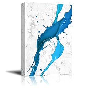 Canvas Wall Art - Abstract Blue Acrylic Paint Splash - Giclee Print Gallery Wrap Modern Home Art Ready to Hang - 12x18 inches