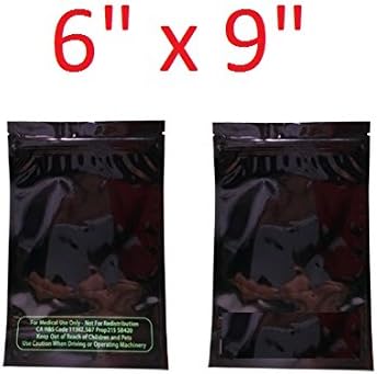 6" x 9" 1oz 1 ounce Tamper Proof Black Incense Bags with Zipper and Tear Notch lot of 50