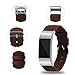 iGK Leather Replacement Bands Compatible for Fitbit Charge 2, Genuine Leather Wristbands NewFlat-end Brown