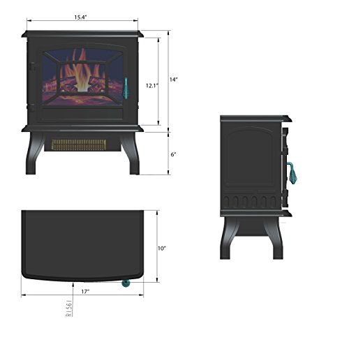 FIREBIRD 17" Adjustable 2 Setting Freestanding Portable Tempered Glass Electric Fireplace Stove Heater (RED)