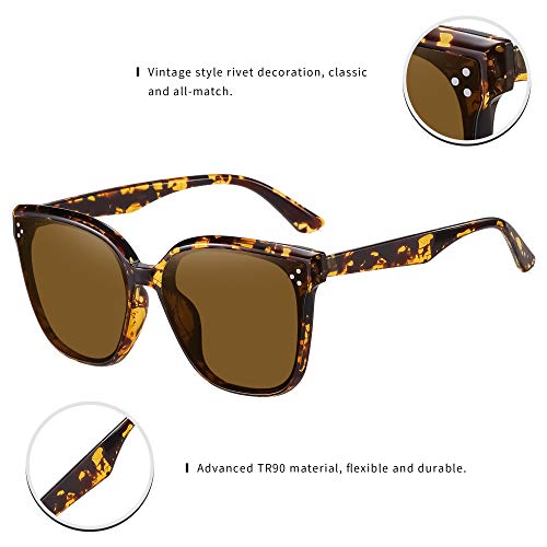 Oversized Sunglasses for Women Vintage Style Shades (Brown Lens Turquoise Frame)