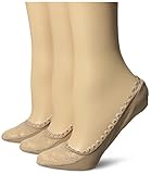 Via Spiga Women's 3 Pack Lace Shoe Liner No-Show Sock, Nude, One Size