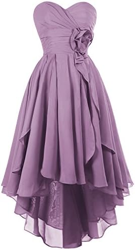 MsJune Sweetheart Bridesmaid Dress Hi-Lo Chiffon Party Prom Dresses Lavender 8