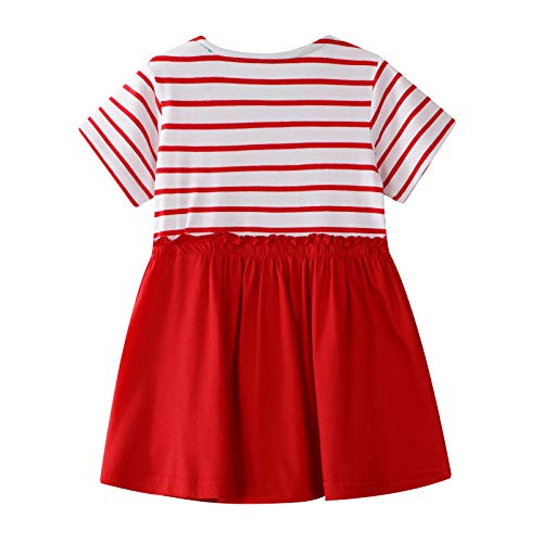 Little Girls Dress Playwear Apple Print Cotton Skirt Short Sleeve Shirts 2T