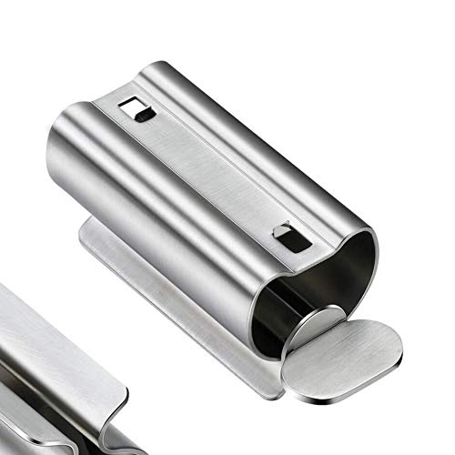 CoscosX Toothpaste Squeezer, [3 Pack] Metal Rolling Tube Squeezer,Silver Toothpaste Seat Holder Stand Rotate Toothpaste Dispenser for Bathroom,Salon - Thumbnail 3