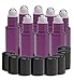 8 Pack - Essential Oil Roller Bottles - 10 Millimeter Refillable Glass Color Roll On for Fragrance Essential Oil - Plastic Roller Ball - 10 Millimeter 1/3 Ounce [Purple Frosted]