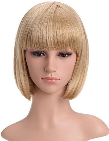 LOUISE MAELYS Ladies Candy Color Straight Flat Bang Short Bob Hair Cosplay Wigs