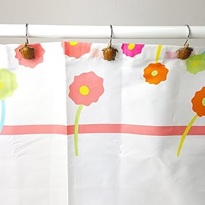 ZILucky 12Pcs Resin Turtle Shower Curtain Hooks Rings Set for Bathroom Stainless Steel Metal Cartoon Decorative Bath… 41ar9EALIBL