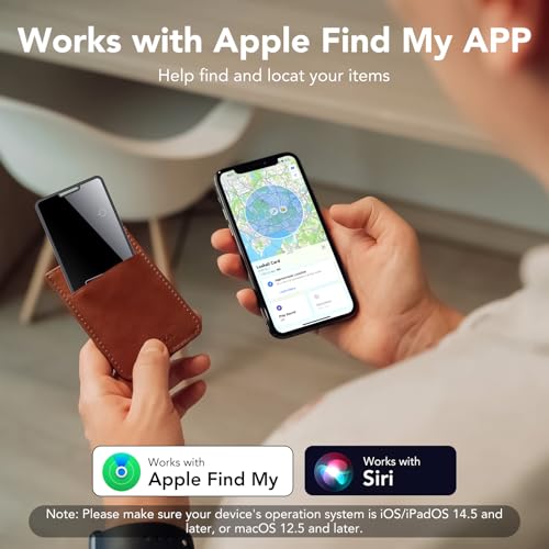 Air Tag Card Wallet Tracker, 1 Piece, Rechargeable Find Objects Wallet, Smart Tag Compatible with Apple Where Is (iOS Only), Bluetooth Locator for Wallet/Suitcase/Bags, IP68 Waterproof