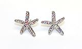 Surgical Stainless Steel Studs Earrings Starfish Shape Cubic Zirconia Hypoallergenic Earrings