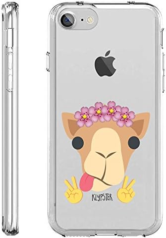 iPhone 7 Case Cute Camel Giraffe Head Emoji Floral Crown Transparent TPU Plastic Designer Case Cover For Teens Girls Women. Fits iPhone 7 7S [ KlypsterLite ]