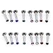 CrazyPiercing Lot of 8 Pairs Assorted Gems Labret Lip Bar Chin Lip Rings Piercing 1.2mm Surgical Steel 16 Guage