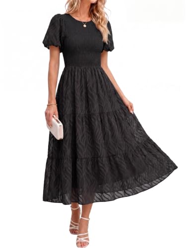 BerryGo Women's Chiffon Smocked Midi Dress