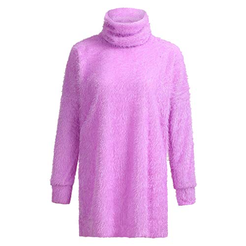 HOSOME Women Long Knitted Sweaters 2019 Fashion Long Sleeve Solid Color Sweaters Hot Pink