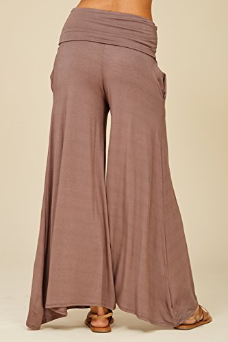 Annabelle Women's Fold Over Waistband Comfortable Lounge Pants Plus Size With Side Pockets X-Large Ash Mocha P9010X