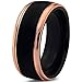 [EnvyJ] 8mm 18K Rose Gold Plated Black High Matte Tungsten Rings Carbide Domed Brushed Men's Women Wedding Band Ring Comfort Fit Finish Fit Size 5-16 w/ velvet box 5-15