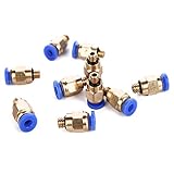 Eowpower 10 Pcs PC4-M6 Pneumatic Air Straight Quick Fitting 4mm thread M6 One touch hose Connector