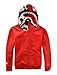 CLJJ7 Men's Shark Printed Hooded Sweatshirt (Large, Red)