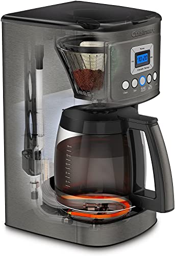 Cuisinart Coffee Maker, Perfecttemp 14-Cup Glass Carafe, Programmable Fully Automatic for Brew Strength Control & 1-4 Cup Setting, Black, Stainless Steel, DCC-3200BKSP1