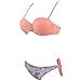 JingQi Womens Push Up Diamond Decorated Beach Bandeau Bikini (Small, Orange)