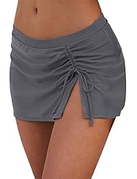 Bañador para dama con falda fruncida, con abertura lateral, corbata y parte inferior de bikini