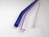 Glass Straws- Bent Blue and Pink