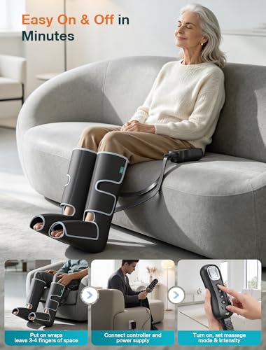 ALLJOY Leg Massager for Circulation and Pain Relief FSA, Father-s Day Gift-s for Dad Men Women, Leg Massager with Heat and Compression Helpful for Vericose Veins, Fatigue, Cramps, Swelling, Edema