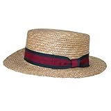 CTM Straw 2.5 Inch Brim Boater Hat with Navy Band