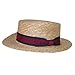 CTM Straw 2.5 Inch Brim Boater Hat with Navy Band