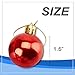 48-Pack Mini Christmas Tree Ornaments - Red Shatterproof Small Christmas Balls Decoration, Assorted 4-Finish Shiny, Matte, Glitter, Glitter Scroll, Hanging Plastic Bauble Holiday Decor, 1.5 Inches