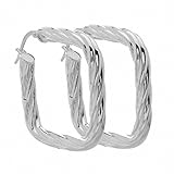 Amoro Italian Sterling Silver Twist Cushion Earrings 33mm x 33mm