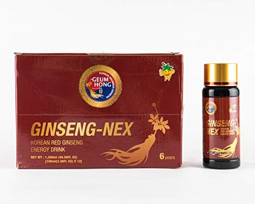 Ginseng NEX -Energy Drink (Premium 6 Years Korean Red Ginseng) - 3.38Fl Oz Bottle