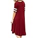 Hotkey Women’s Striped Print Short Sleeve Casual A-line Midi Dress Summer Swing Dress Cocktail Boho Dress Party Dress Wine Redthumb 2