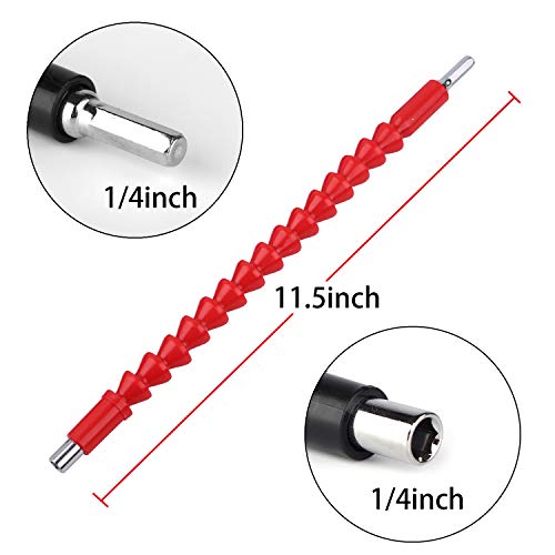 WBCBEC 2 Pieces 11.5 Inch Flexible Extension Shaft with 10 Drill Bit Sets Flexible Drill Bit Extension Drill Flexible Shaft Batch Head Connecting Rod Multi-angle Work