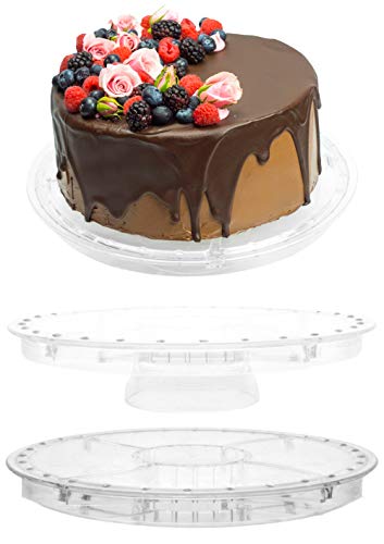 ImpiriLux Acrylic Cake Dome Stand and Multifunctional Serving Platter with Stainless Steel Cake Cutter Server for Desserts, Chips, Salads, Pastry and more
